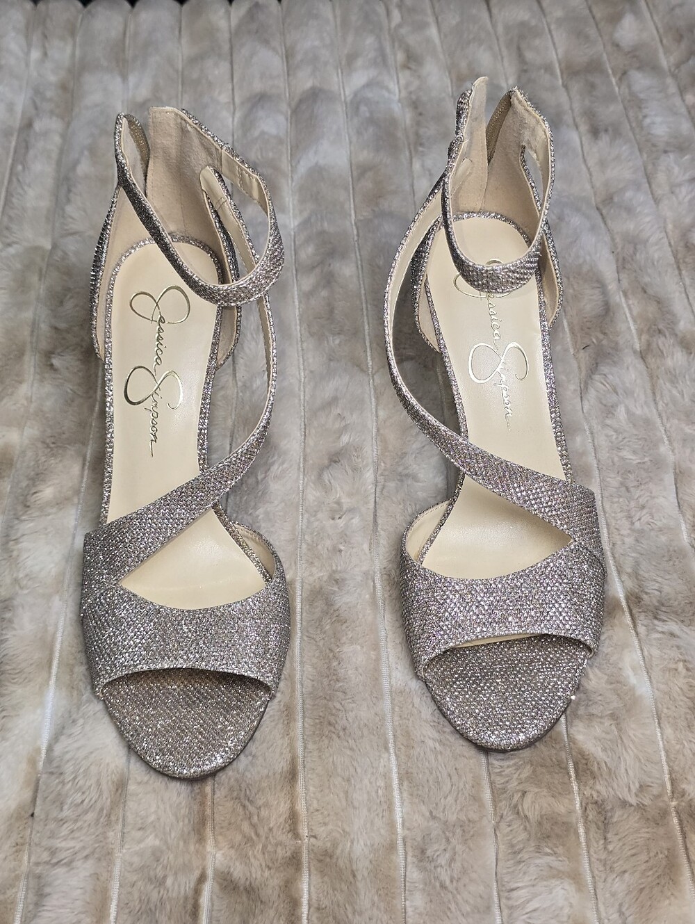 Jessica Simpson Metallic Gold Strappy Heels